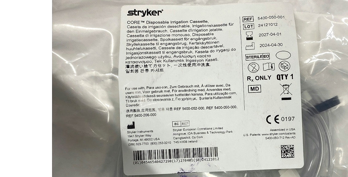 5400-050-001 - STRYKER - Disposable Irrigation Cassette, (EA/1)