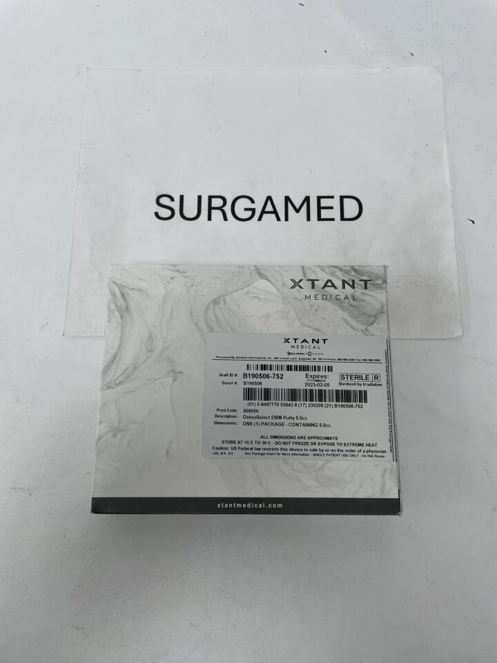 309050 - XTANT MEDICAL - OsteoSelect DMB Putty, 5cc, (BX/1)