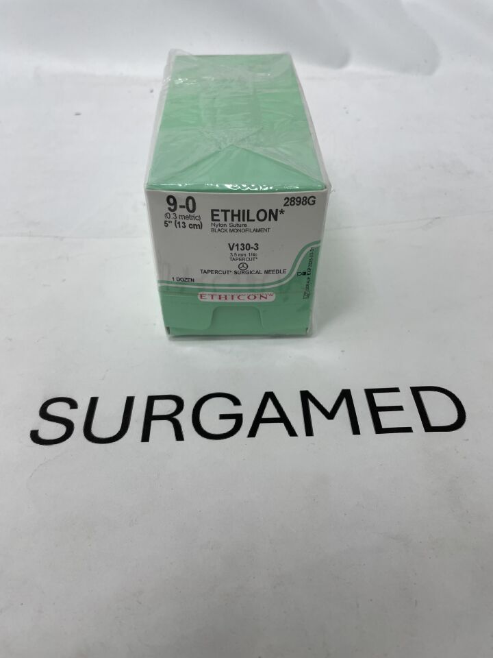 2898G - ETHICON - Ethilon Non-Absorbable Monofilament Polyamide 6, 6 Suture, Size 9-0, (BX/12)