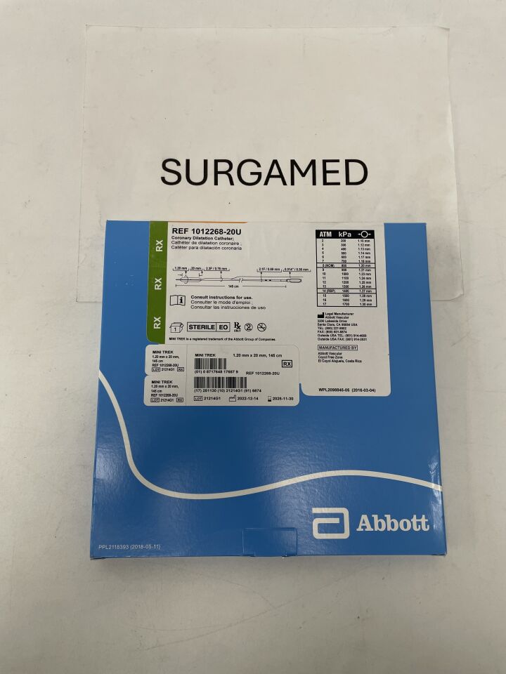 1012268-20U - ABBOTT - MINI TREK Coronary Dilatation Catheter - RX - 1.20mm x 20mm, (BX/1)