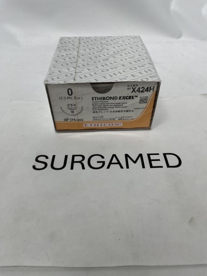 X424H - ETHICON - Ethibond Excel Non-Absorbable Braided Polyester Suture, Size 0, 30 in. Length, CT-1 Needle, (BX/36)