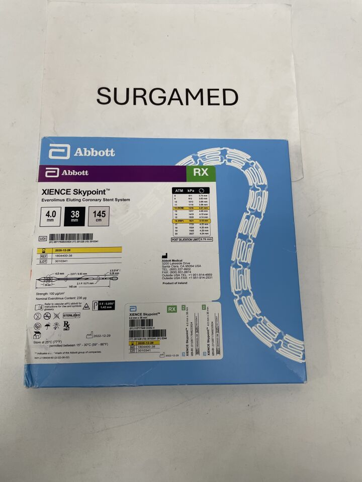 1804400-38 - ABBOTT - Xience Skypoint Everolimus Eluting Coronary Stent System - RX - 4.0mm x 38mm x 145cm, (BX/1)