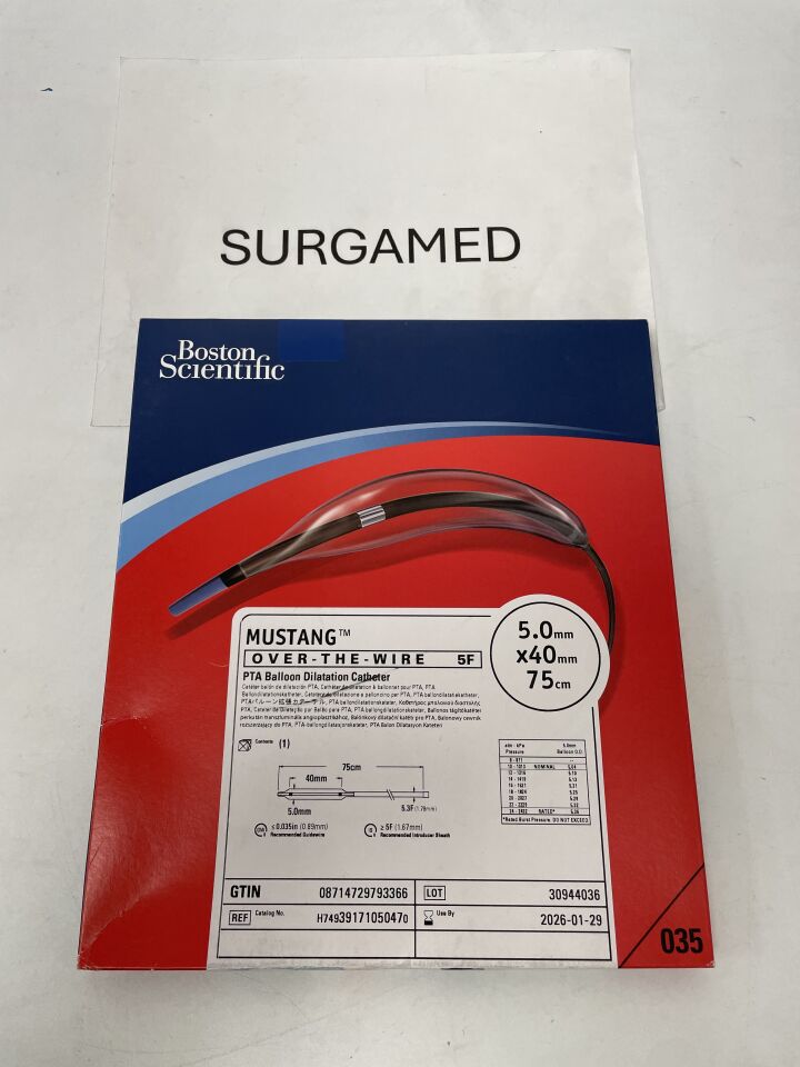 3917105047 - BOSTON SCIENTIFIC - Mustang OTW PTA Balloon Dilatation Catheter - 5.0mm x 40mm x 75cm, (BX/1)
