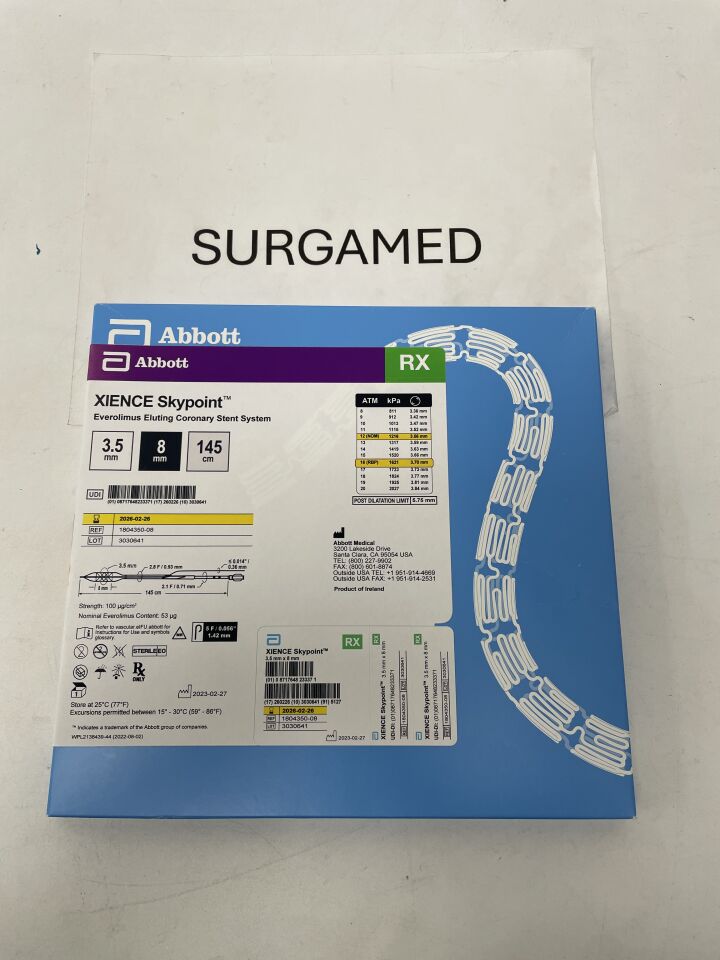 1804350-08 - ABBOTT - Xience Skypoint Everolimus Eluting Coronary Stent System - RX - 3.5mm x 8mm x 145cm, (BX/1)