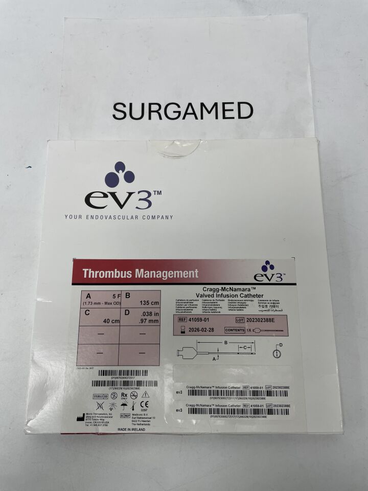 41059-01 - EV3 - Cragg-McNamara Valved Infusion Catheter - 5Fr x 135cm x 40cm, (BX/1)
