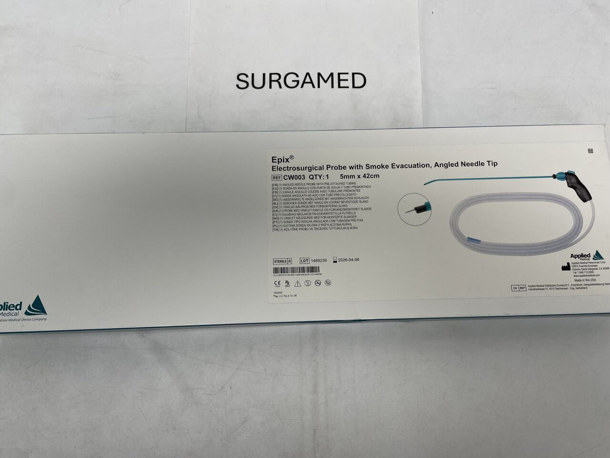 CW003 - APPLIED MEDICAL RESOURCES - EPIX ELECTROSURGICAL PROBE with SMOKE EVACUATION, 5 mm dia. x 42 cm Length, Angled L-Hook Tip, (BX/1)