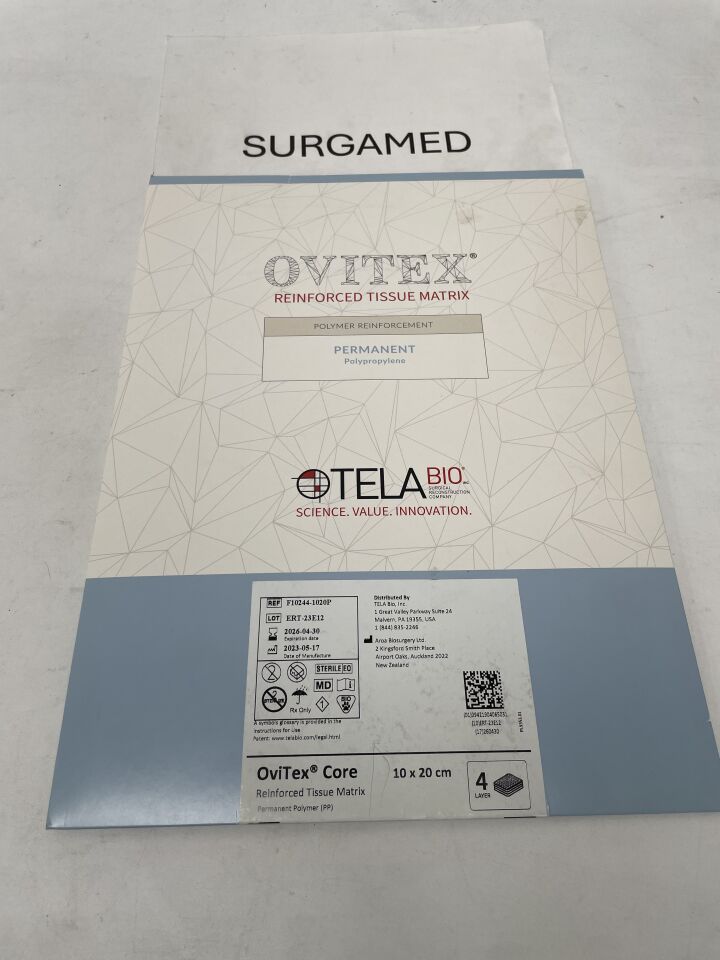 F10244-1020P - AROA BIOSURGERY - OviTex Core Reinforced Tissue Matrix, 10 cm x 20 cm, (BX/1)