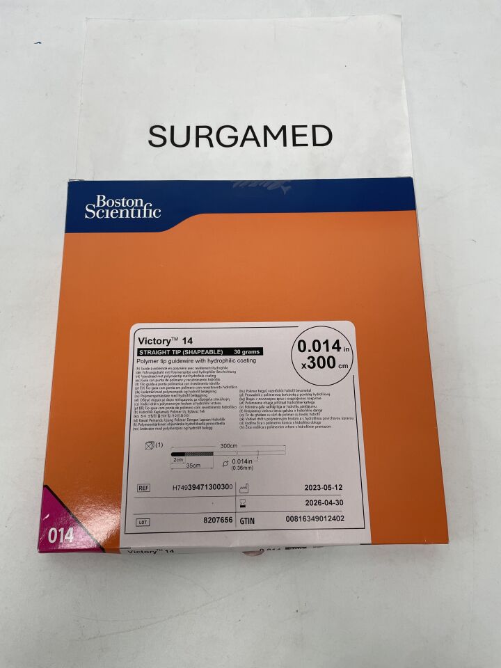 3947130030 - BOSTON SCIENTIFIC - Victory 14 Polymer Tip Guidewire - Straight Tip (Shapeable), 30 grams - .014" x 300cm -, (BX/1)