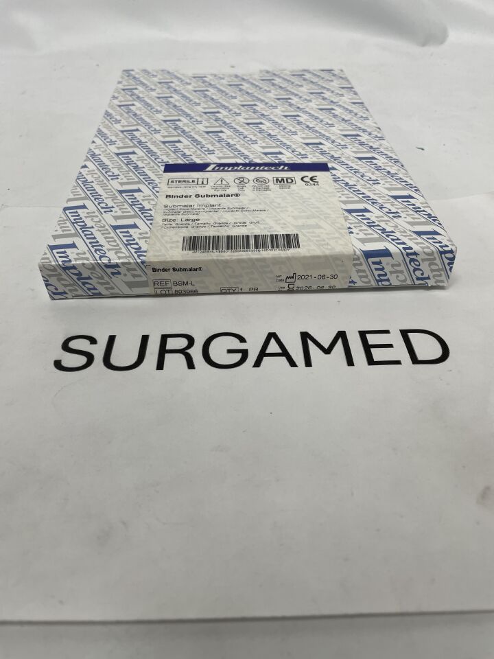 BSM-L - IMPLANTECH - Binder Submalar Implant Size- Large, 4.97 x 2.02 x 0.56cm, (BX/1)