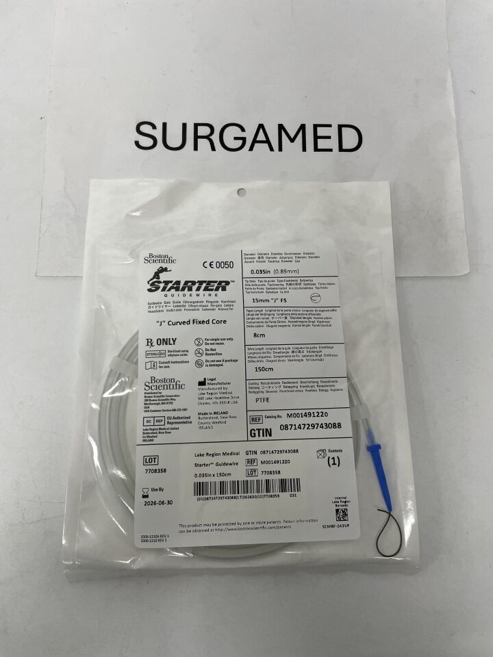 49122 - BOSTON SCIENTIFIC - STARTER Guidewire - J Curved Fixed Core - .035" x 150cm, (EA)