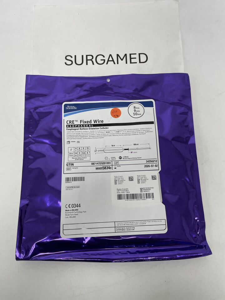 5834 - BOSTON SCIENTIFIC - CRE Fixed Wire Esophageal Balloon Dilatation Catheter, 6FR x 180cm, 8mm/9mm/10mm, (EA)