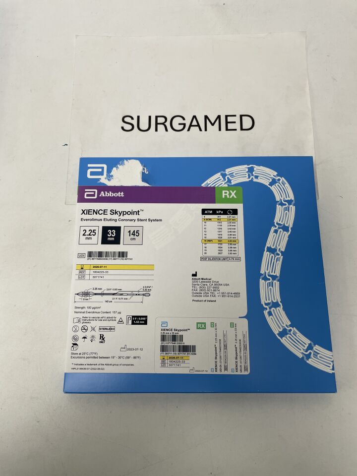 1804225-33 - ABBOTT - Xience Skypoint Everolimus Eluting Coronary Stent System - RX - 2.25mm x 33mm x 145cm, (BX/1)