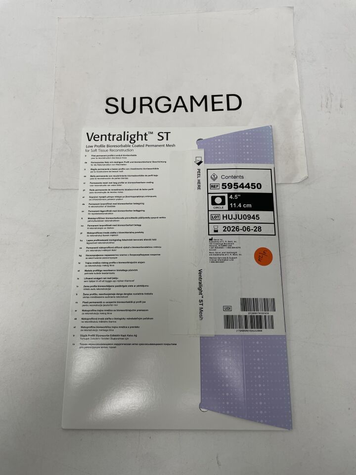 5954450 - BARD - Ventralight ST Mesh: 4.5" Circle, (BX/1)