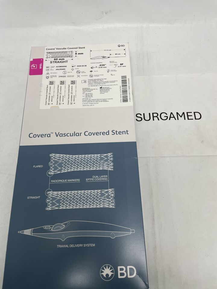 AVSM08060 - BARD - Covera Vascular Covered Stent, Straight 8mm x 60mm, 80cm, (BX/1)