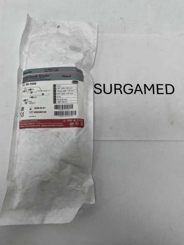 50-1050 - TERUMO - Glidesheath Slender Hydrophilic Coated Introducer Sheath - Nitinol Kit - 5Fr x 10cm x .021", (EA)