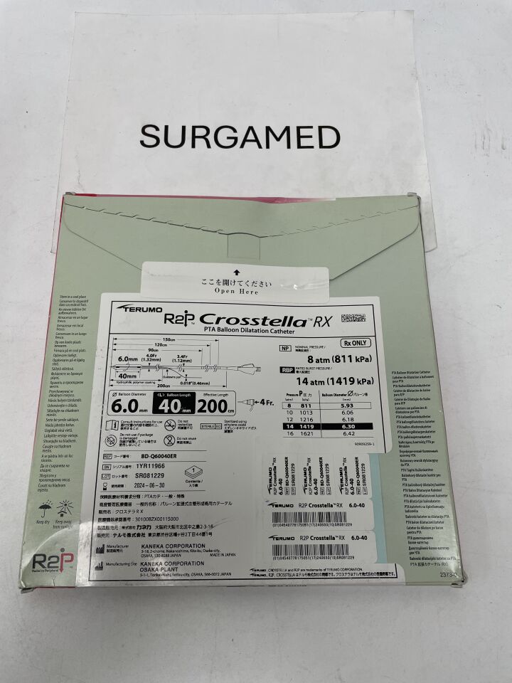 BD-Q60040ER - TERUMO - R2P Crosstella RX PTA Balloon Dilatation Catheter - 6.0mm x 40mm x 200cm, (BX/1)