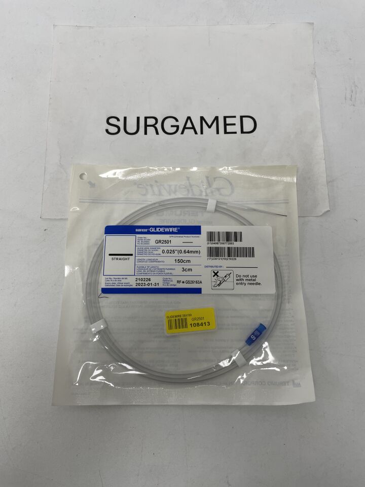 GR2501 - TERUMO - Radifocus Glidewire - Straight - .025" x 150cm x 3cm, (EA)