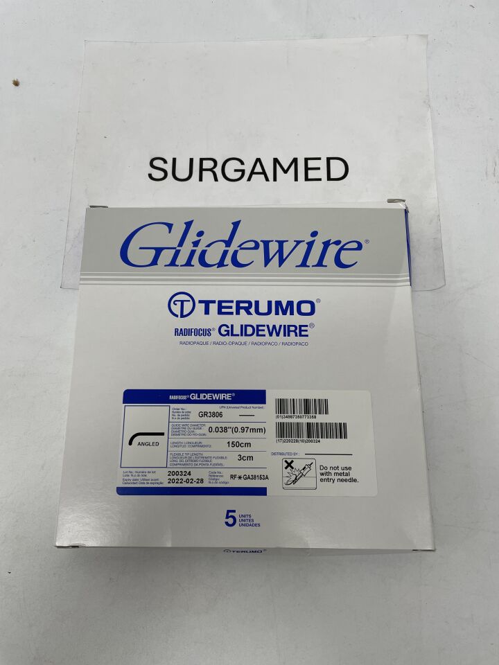 GR3806 - TERUMO - Radifocus Glidewire - Angled - .038" x 150cm x 3cm, (BX/5)