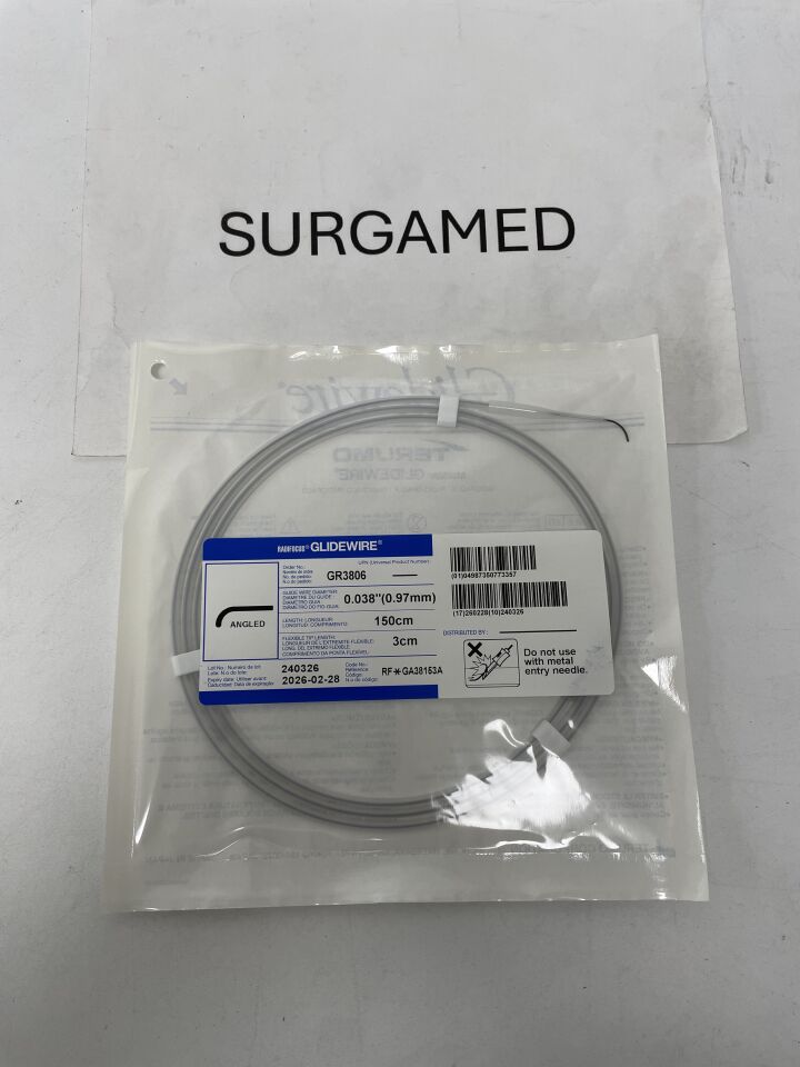 GR3806 - TERUMO - Radifocus Glidewire - Angled - .038" x 150cm x 3cm, (EA)