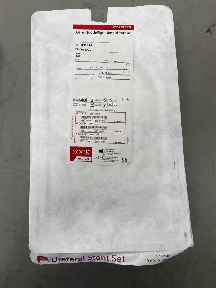 G14700 - COOK - C-Flex Double Pigtail Ureteral Stent Set - 3.7Fr x 14cm, (EA)