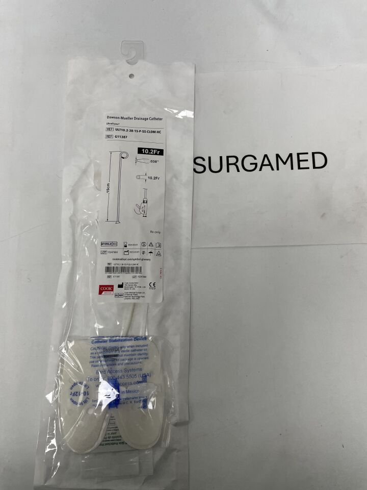 G11387 - COOK - Dawson-Mueller Mac-Loc Locking Multipurpose Drainage Catheter, 10.2 Fr x 15 cm Length, (EA)
