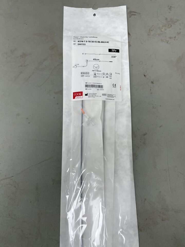 G44155 - COOK - Flexor Ansel Guiding Sheath w/Check-Flo Valve, Straight 7F x 45cm, (EA)