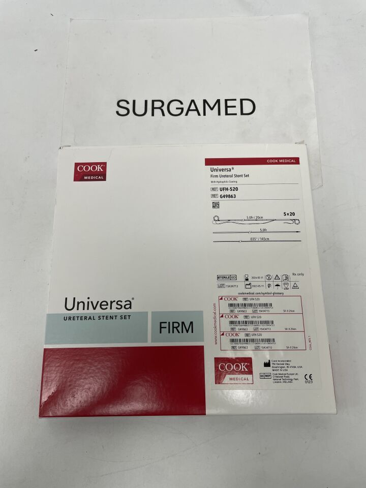 G49863 - COOK - Universa Firm Ureteral Stent and Positioner -5Fr x 20cm, (BX/1)