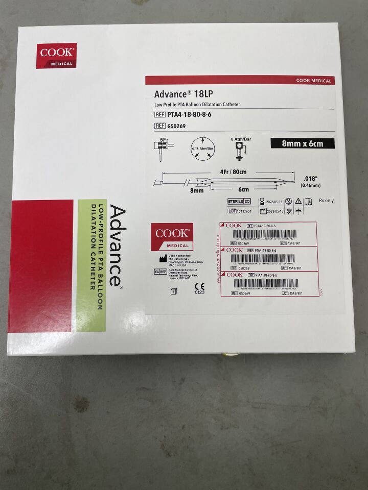 G50269 - COOK - Advance 18LP Low-Profile PTA Balloon Dilatation Catheter -ï¿½8mm x 6cm x 80cm, (BX/1)