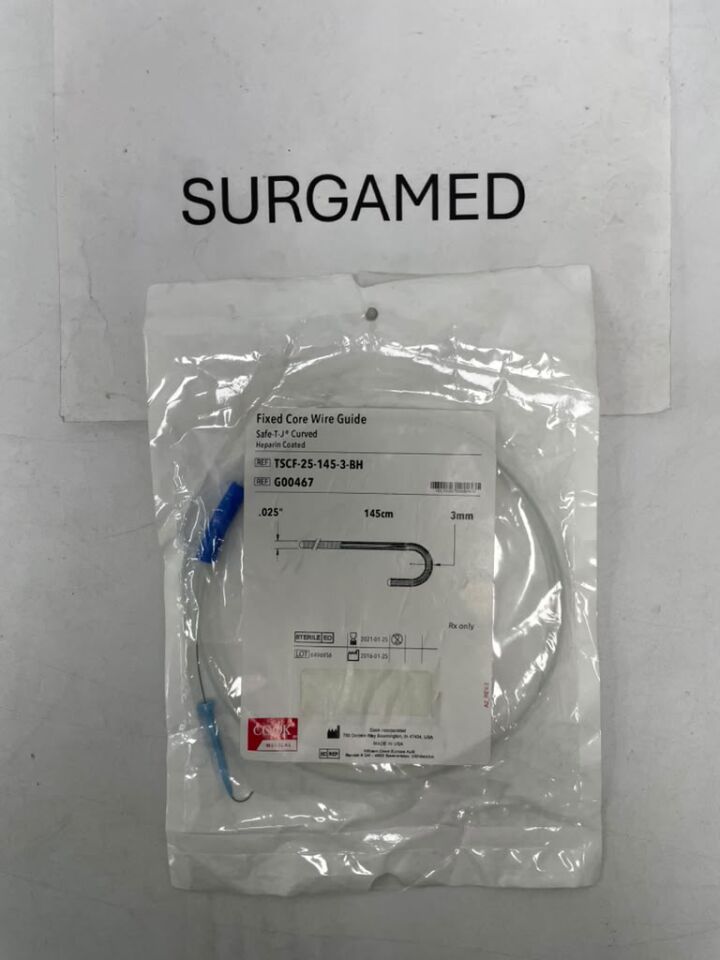 G00467 - COOK - Fixed Core Wire Guide, Safe-T-J Curved, TSCF-25-145-3-BH, (EA)