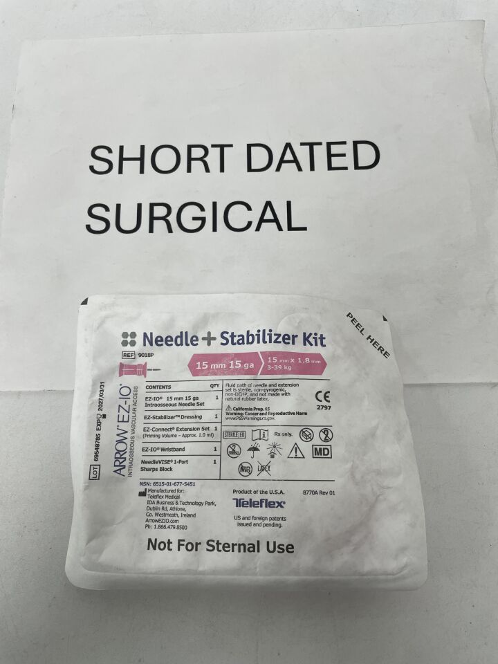 9018P - TELEFLEX - Arrow EZ-IO Needle + Stabilizer Kit 15mm x 15G, (EA)