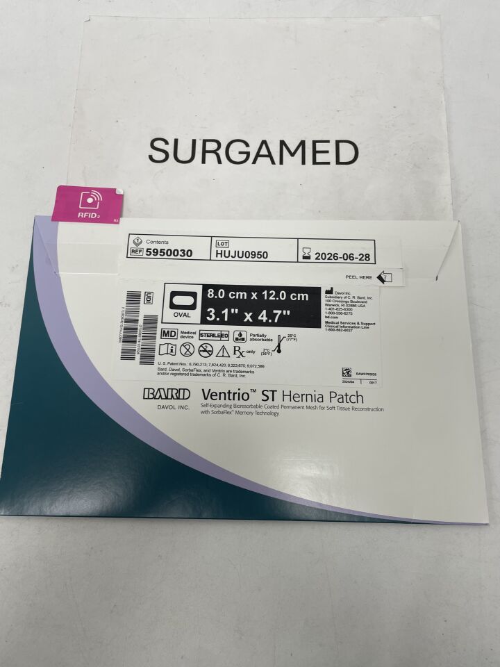 5950030 - BARD - Mesh Ventrio ST Hernia Patch, Small Oval 8cm x 12cm, (BX/1)