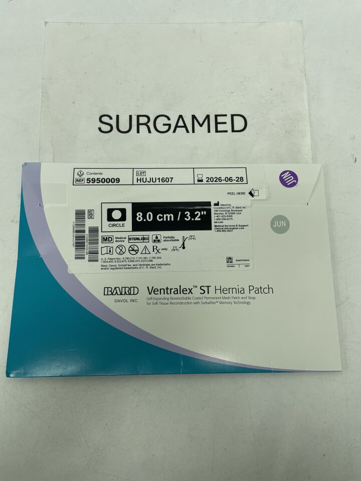 5950009 - BARD - Ventralex St Hernia Patch Self-Expanding Bioresorbable Coated Permanent Mesh Patch 8cm/3.2in, (BX/1)