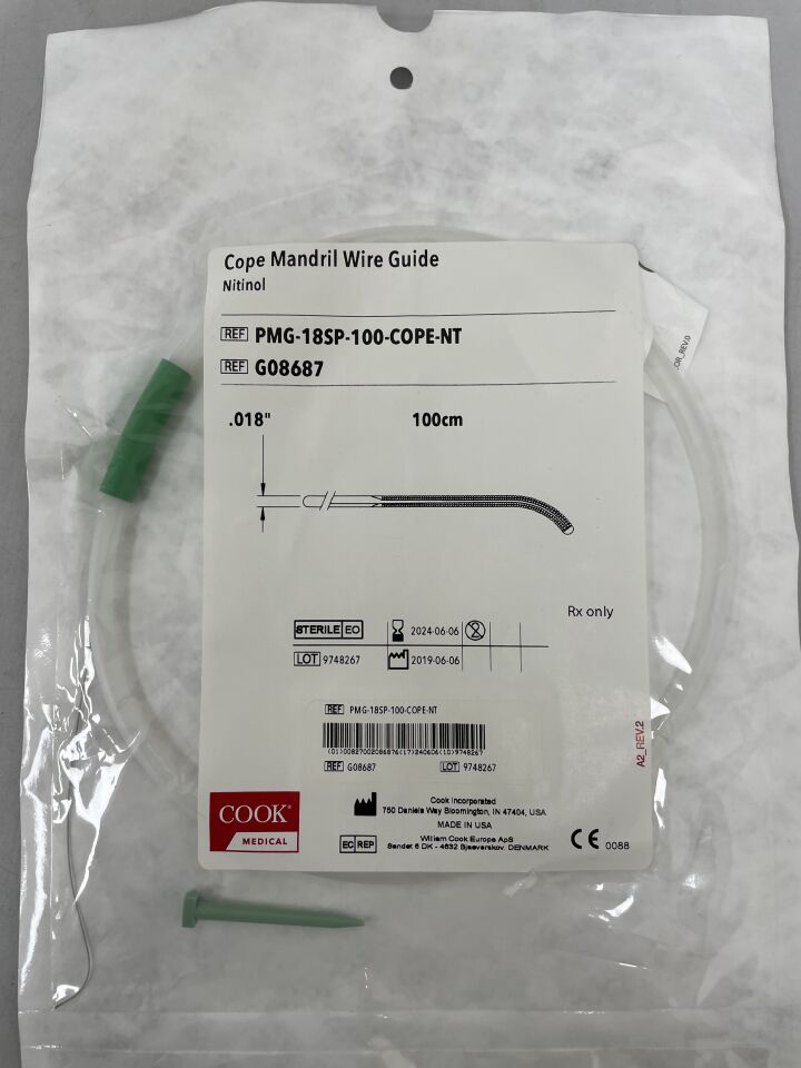G08687 - COOK - Cope Mandril Nitinol Wire Guide 0.018" x 100cm, (EA)