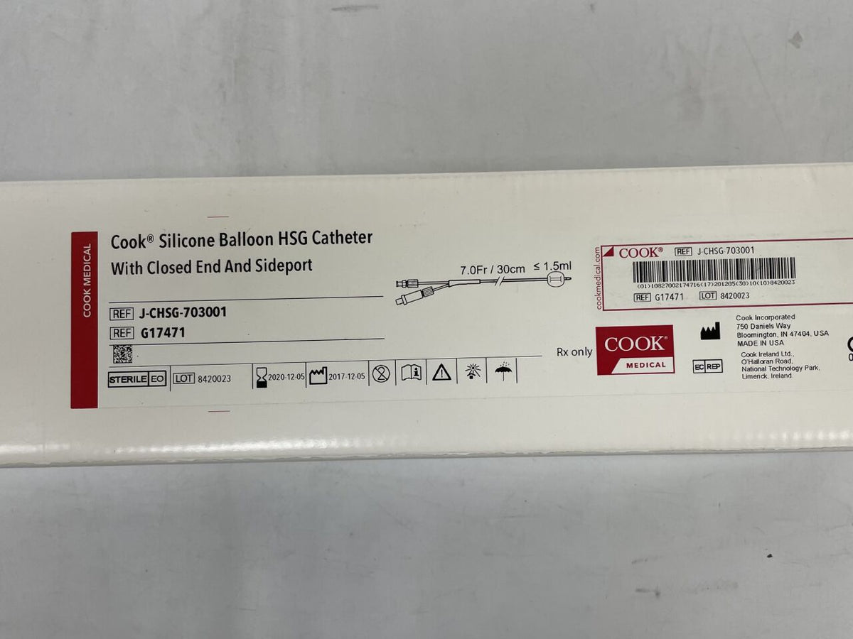 G17471 - COOK - SILICONE BALLOON HSG CATHETER, CLOSED TIP W/SIDEPORT 7F X 30cm, (BX/10)