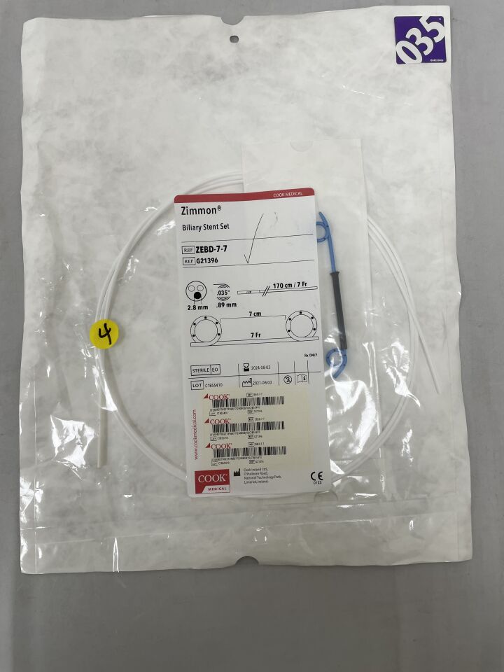 G21396 - COOK - Zimmon Biliary Stent Set - ZEBD-7-7 - 7Fr x 7cm, (EA)