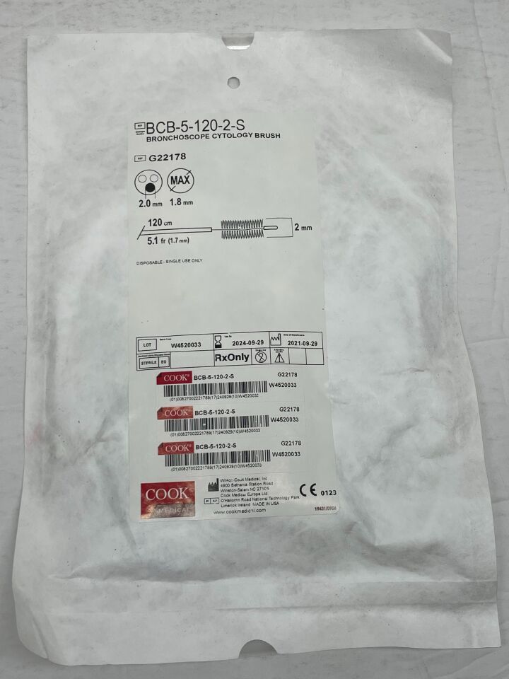 G22178 - COOK - Cytology Brush 5F x 120 x 2mm, for Bronchoscope, (EA)