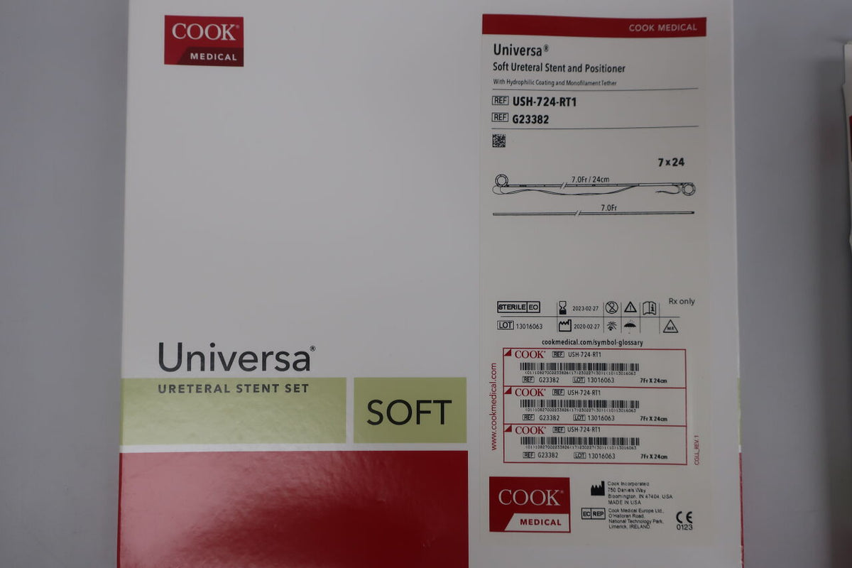 G23382 - COOK - Universa Soft Ureteral Stent and Positioner, 7 Fr x 24 cm Length, (BX/1)