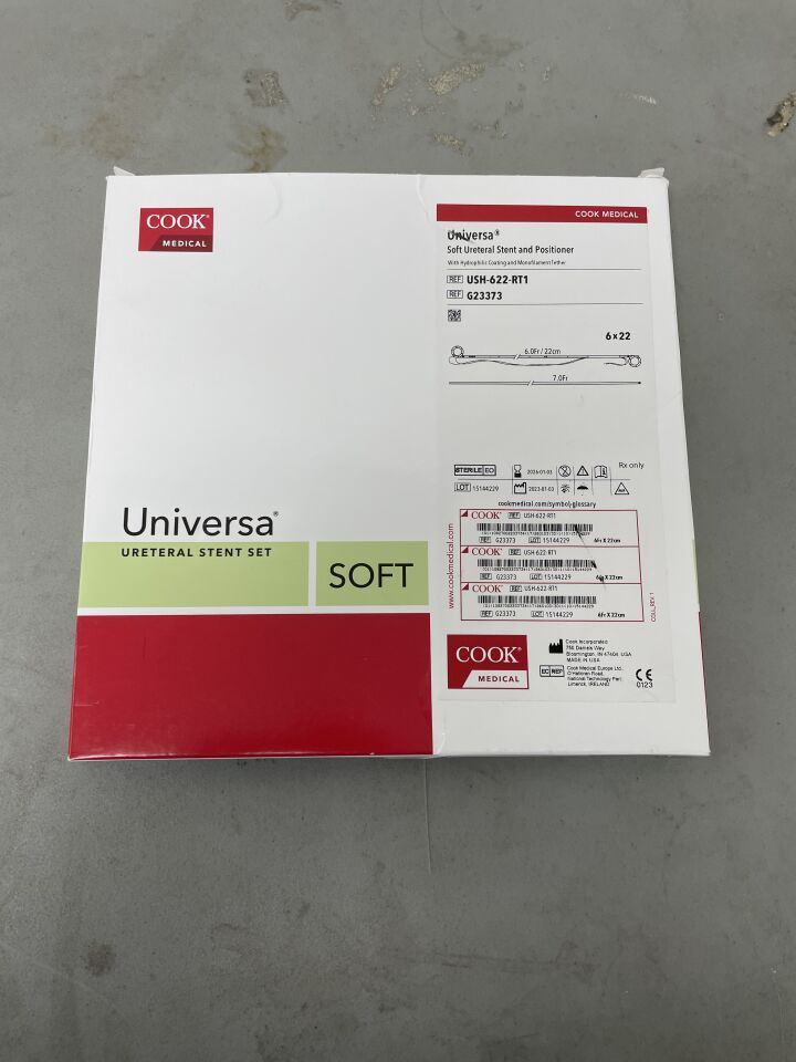 G23373 - COOK - Universa Soft Ureteral Stent Set & Positioner w/Tether 6F x 22cm, (BX/1)