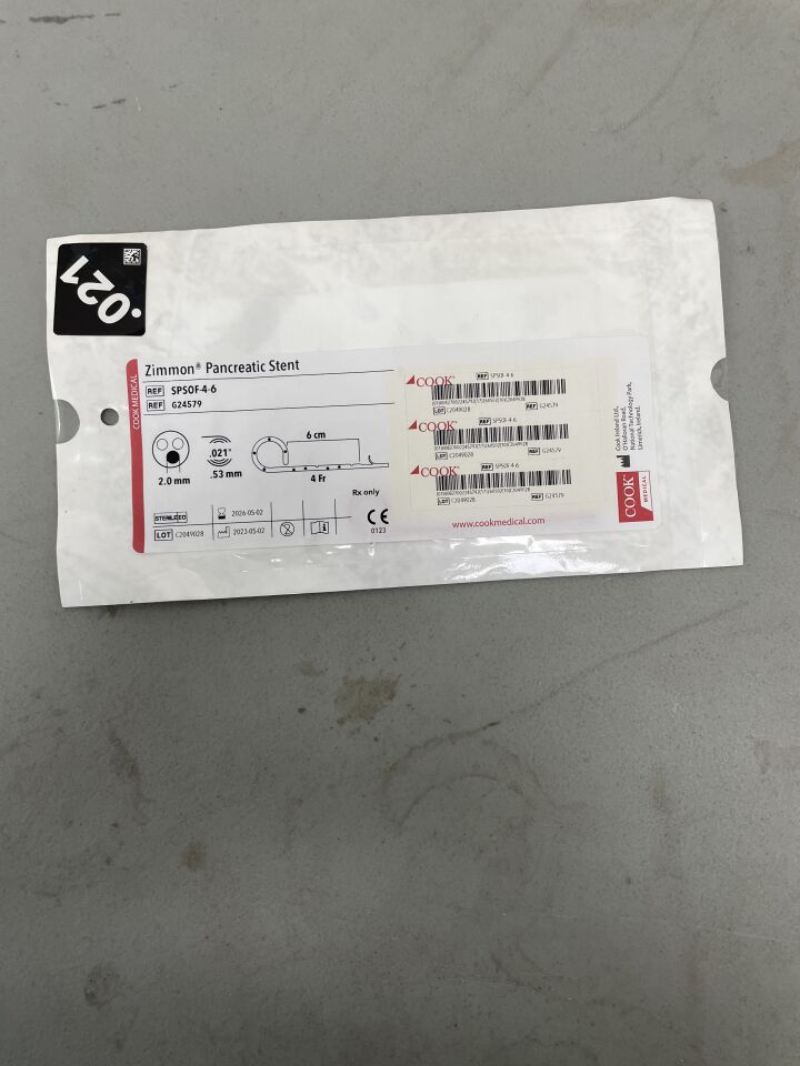 G24579 - COOK - Zimmon Pancreatic Stent 4F x 6cm, (EA)