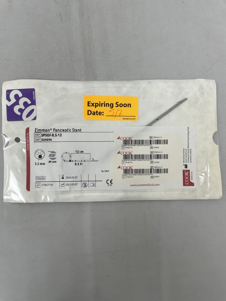G24594 - COOK - Zimmon Pancreatic Stent, 8.5Fr x 12cm, (EA)