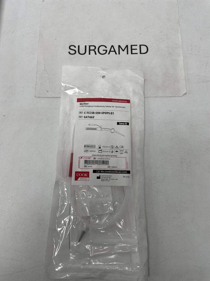 G47662 - COOK - Cuffed Emergency Cricothyrotomy Catheter Set 5mm, (EA)