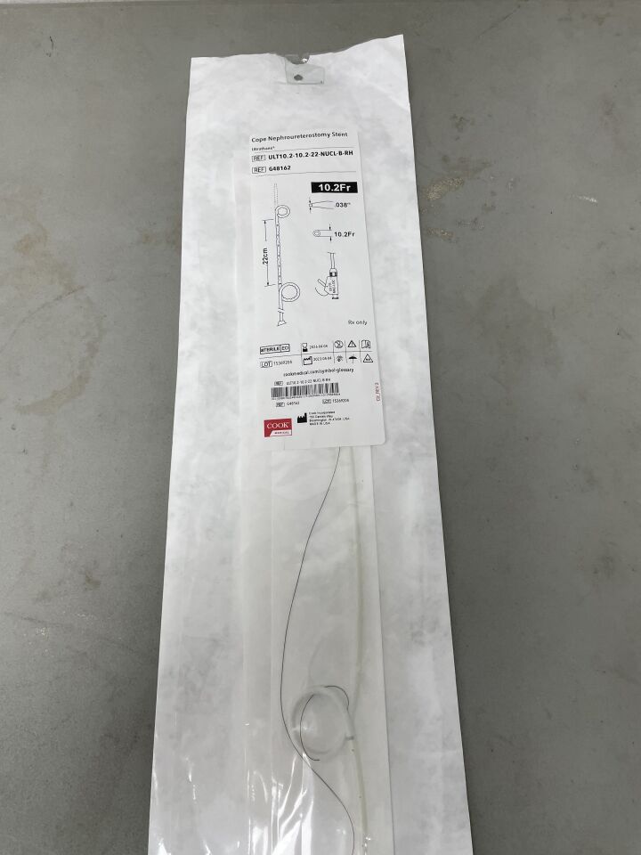 G48162 - COOK - Cope Nephroureterostomy Stent, Ultrathane, Mac-Loc 10.2F, 22cm Between Pigtails, (EA)