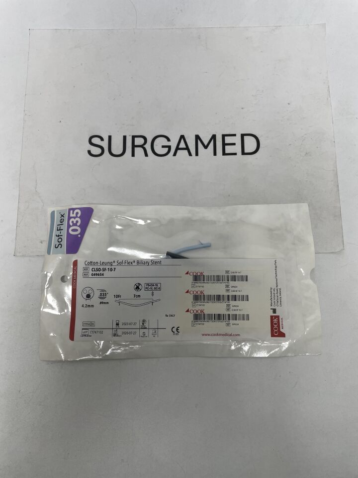 G49654 - COOK - Cotton-Leung Sof-Flex Biliary Stent Only 10F x 7cm, (EA)