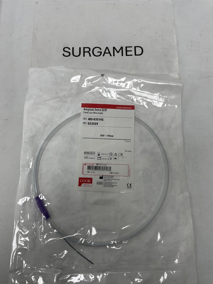G53559 - COOK - Amplatz Extra Stiff Fixed Core Wire Guide - .035" x 145cm, (EA)