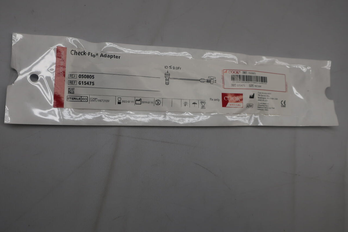 G15475 - COOK - Check-Flo Adapter 9F with Sidearm and Stopcock, (EA)