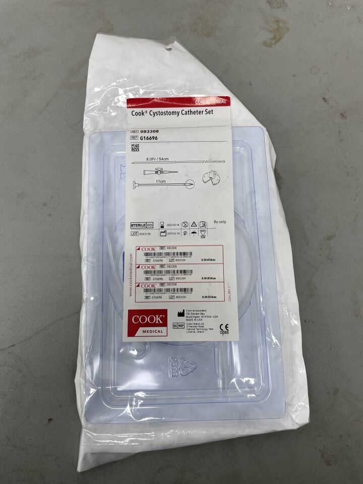 G16696 - COOK - Cystostomy Catheter Set 8.0Fr/54cm x 11cm, (EA)
