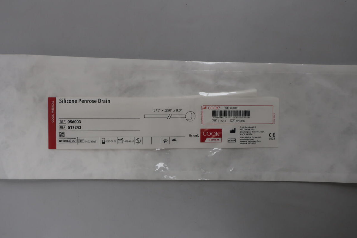 G17243 - COOK - Silicone Penrose Drain, 0.375" x 0.250" x 8.0", (EA)