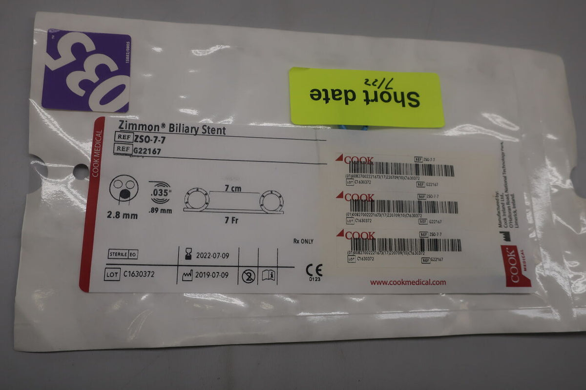G22167 - COOK - Zimmon Biliary Stent, 7 Fr x 7 cm Length, (EA)