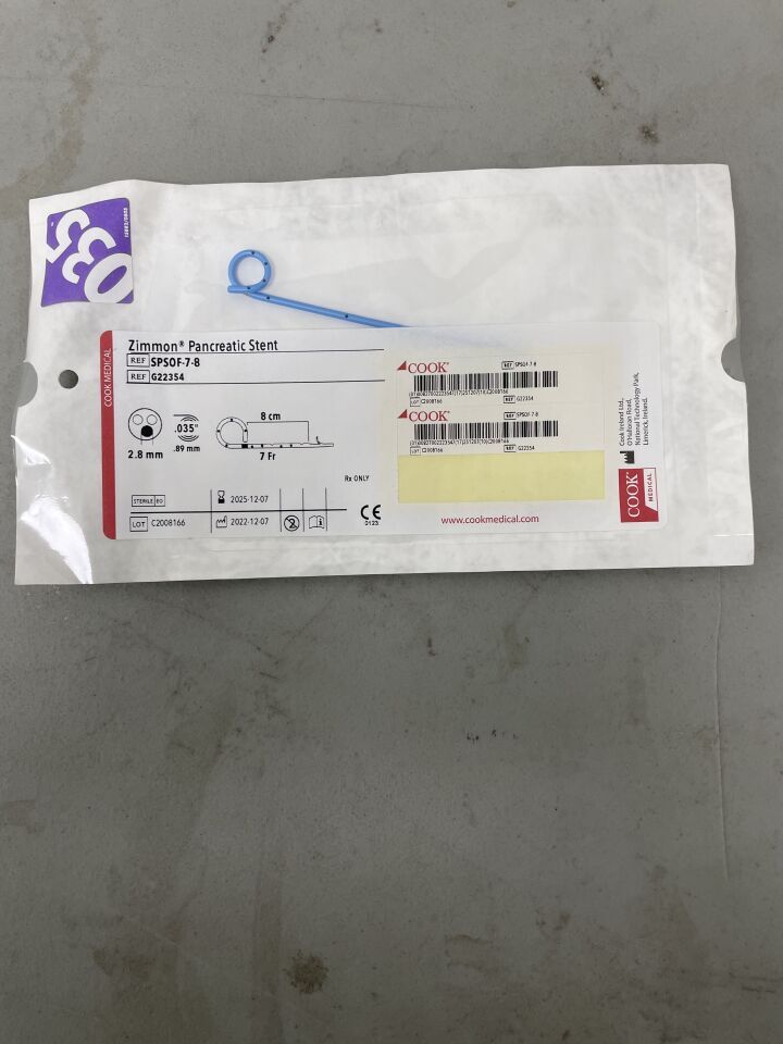 G22354 - COOK - Zimmon Pancreatic Stent -ï¿½7Fr x 8cm, (EA)