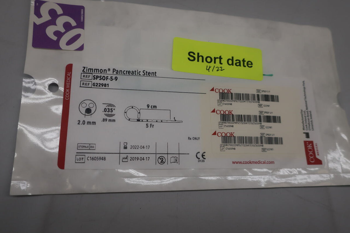 G22981 - COOK - Zimmon Pancreatic Stent - 5Fr x 9cm, (EA)